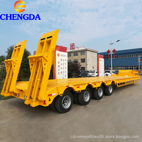 High Quality New 4 Axle 60tons 80 Ton Heavy Duty Low Bed Semi Trailer